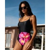 image:imageSUUKSESS Women One Piece Tummy Control Swimsuit Crisscross Backless Bathing SuitPink Floral