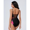 image:imageSUUKSESS Women One Piece Tummy Control Swimsuit Crisscross Backless Bathing SuitPink Floral