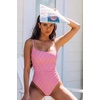 image:imageSUUKSESS Women One Piece Tummy Control Swimsuit Crisscross Backless Bathing SuitRed Gingham