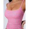 image:imageSUUKSESS Women One Piece Tummy Control Swimsuit Crisscross Backless Bathing SuitRed Gingham