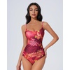 image:imageSUUKSESS Women One Piece Tummy Control Swimsuit Crisscross Backless Bathing SuitRed Pattern