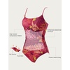 image:imageSUUKSESS Women One Piece Tummy Control Swimsuit Crisscross Backless Bathing SuitRed Pattern