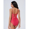 image:imageSUUKSESS Women One Piece Tummy Control Swimsuit Crisscross Backless Bathing SuitRed Polka Dot