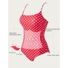 image:imageSUUKSESS Women One Piece Tummy Control Swimsuit Crisscross Backless Bathing SuitRed Polka Dot
