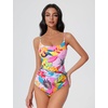 image:imageSUUKSESS Women One Piece Tummy Control Swimsuit Crisscross Backless Bathing SuitTropical Floral