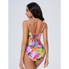 image:imageSUUKSESS Women One Piece Tummy Control Swimsuit Crisscross Backless Bathing SuitTropical Floral