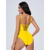image:imageSUUKSESS Women One Piece Tummy Control Swimsuit Crisscross Backless Bathing SuitYellow