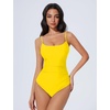image:imageSUUKSESS Women One Piece Tummy Control Swimsuit Crisscross Backless Bathing SuitYellow