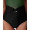 image:imageSUUKSESS Women Retro One Piece Swimsuit Metal Tummy Control V Neck Bathing Suit167 Army Green Black