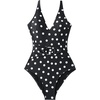 image:imageSUUKSESS Women Retro One Piece Swimsuit Metal Tummy Control V Neck Bathing Suit167 Black White Polka Dots