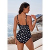 image:imageSUUKSESS Women Retro One Piece Swimsuit Metal Tummy Control V Neck Bathing Suit167 Black White Polka Dots