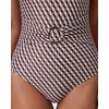 image:imageSUUKSESS Women Retro One Piece Swimsuit Metal Tummy Control V Neck Bathing Suit167 Brown Black Color Block