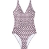 image:imageSUUKSESS Women Retro One Piece Swimsuit Metal Tummy Control V Neck Bathing Suit167 Brown Floral