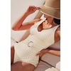 image:imageSUUKSESS Women Retro One Piece Swimsuit Metal Tummy Control V Neck Bathing Suit167 Gold White Color Block