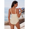 image:imageSUUKSESS Women Retro One Piece Swimsuit Metal Tummy Control V Neck Bathing Suit167 Gold White Color Block