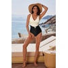 image:imageSUUKSESS Women Retro One Piece Swimsuit Metal Tummy Control V Neck Bathing Suit167 White Black