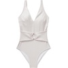 image:imageSUUKSESS Women Retro One Piece Swimsuit Metal Tummy Control V Neck Bathing Suit211 Metallic Beige White
