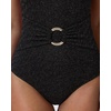 image:imageSUUKSESS Women Retro One Piece Swimsuit Metal Tummy Control V Neck Bathing Suit211 Metallic Black