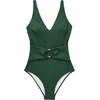 image:imageSUUKSESS Women Retro One Piece Swimsuit Metal Tummy Control V Neck Bathing Suit211 Metallic Green