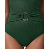 image:imageSUUKSESS Women Retro One Piece Swimsuit Metal Tummy Control V Neck Bathing Suit211 Metallic Green