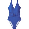 image:imageSUUKSESS Women Retro One Piece Swimsuit Metal Tummy Control V Neck Bathing Suit211 Metallic Royal Blue