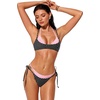 image:imageSUUKSESS Women Sexy Double Layer 2 Piece Bikini Set Cheeky Thong Halter SwimsuitBlack Pink Polka Dot