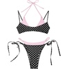 image:imageSUUKSESS Women Sexy Double Layer 2 Piece Bikini Set Cheeky Thong Halter SwimsuitBlack Pink Polka Dot