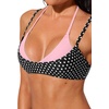 image:imageSUUKSESS Women Sexy Double Layer 2 Piece Bikini Set Cheeky Thong Halter SwimsuitBlack Pink Polka Dot