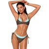 image:imageSUUKSESS Women Sexy Double Layer 2 Piece Bikini Set Cheeky Thong Halter SwimsuitBlue and Brown Polka Dots