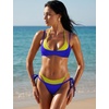 image:imageSUUKSESS Women Sexy Double Layer 2 Piece Bikini Set Cheeky Thong Halter SwimsuitPistachio Blue