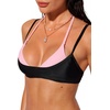image:imageSUUKSESS Women Sexy Double Layer 2 Piece Bikini Set Cheeky Thong Halter SwimsuitSoft Pink Black
