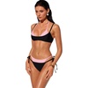 image:imageSUUKSESS Women Sexy Double Layer 2 Piece Bikini Set Cheeky Thong Halter SwimsuitSoft Pink Black