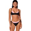 image:imageSUUKSESS Women Sexy Double Layer 2 Piece Bikini Set Cheeky Thong Halter SwimsuitSoft Pink Black