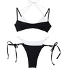 image:imageSUUKSESS Women Sexy Double Layer 2 Piece Bikini Set Cheeky Thong Halter SwimsuitWhite Black