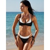 image:imageSUUKSESS Women Sexy Double Layer 2 Piece Bikini Set Cheeky Thong Halter SwimsuitWhite Black