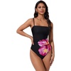 image:imageSUUKSESS Women Sexy One Piece Swimsuit Tummy Control Square Neck Bathing Suit154 Black Red Floral