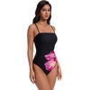 image:imageSUUKSESS Women Sexy One Piece Swimsuit Tummy Control Square Neck Bathing Suit154 Black Red Floral