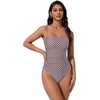 image:imageSUUKSESS Women Sexy One Piece Swimsuit Tummy Control Square Neck Bathing Suit154 Brown Black Color Block