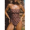 image:imageSUUKSESS Women Sexy One Piece Swimsuit Tummy Control Square Neck Bathing Suit154 Brown White Polka Dots