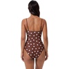 image:imageSUUKSESS Women Sexy One Piece Swimsuit Tummy Control Square Neck Bathing Suit154 Brown White Polka Dots