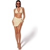 image:imageSUUKSESS Women Sexy Textured Bikini Sets High Waisted 3 Piece Swimsuit with SkirtBeige White
