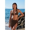 image:imageSUUKSESS Women Sexy Textured Bikini Sets High Waisted 3 Piece Swimsuit with SkirtCoffee