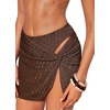 image:imageSUUKSESS Women Sexy Textured Bikini Sets High Waisted 3 Piece Swimsuit with SkirtCoffee