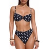 image:imageSUUKSESS Women High Waisted Underwire Bikini Set Cheeky High Cut 2 Piece Swimsuit216 Black White Polka Dot