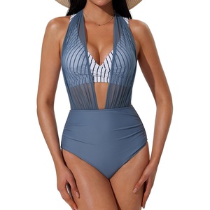 image:imageSUUKSESS Women 2 Piece Bikini Set High Waisted Tummy Control SwimsuitsStripe Blue