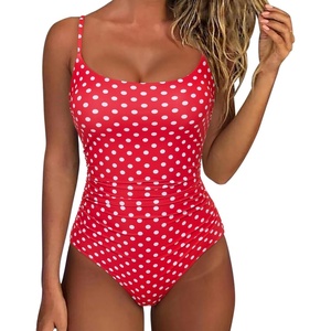 image:imageSUUKSESS Women One Piece Tummy Control Swimsuit Crisscross Backless Bathing SuitRed Polka Dot