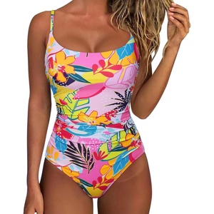 image:imageSUUKSESS Women One Piece Tummy Control Swimsuit Crisscross Backless Bathing SuitTropical Floral