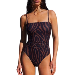 image:imageSUUKSESS Women Sexy One Piece Swimsuit Tummy Control Square Neck Bathing Suit154 Brown Black Zebra Print