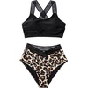 image:imageSUUKSESS Women Cutout Bikini Sets Push Up High Waisted Swimsuits 2 Piece1 Black Leopard