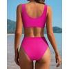 image:imageSUUKSESS Women Cutout Bikini Sets Push Up High Waisted Swimsuits 2 PiecePink
